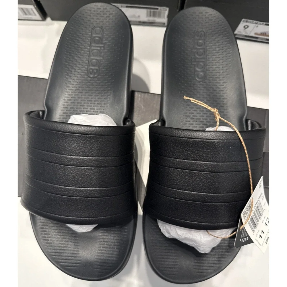adidas ADILETTE COMFORT 2.0 Black Slip-ons Men 11/ Women 12 New In Box NiB Tags